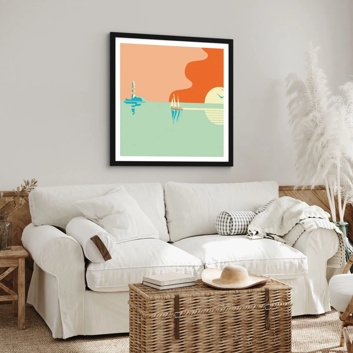 Affiche dans un cadre noir - Poster - Paysage idéal de la mer - 60x60 cm