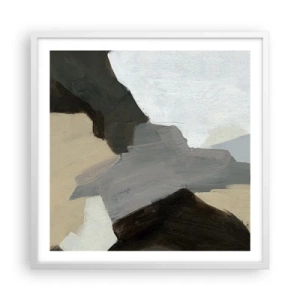 Affiche dans un cadre blanc - Poster - Abstraction : le carrefour du gris - 60x60 cm