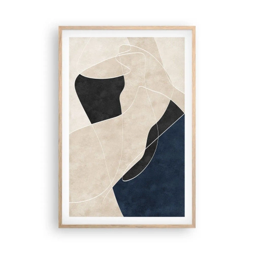 Affiche dans un chêne clair - Poster - Composition abstraite - contraste de couleurs - 61x91 cm