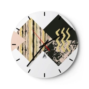 Horloge murale - Pendule murale - Motif abstrait avec des formes et des motifs géométriques - 30x30cm - Pas si simple - Décoration murale moderne pour le salon, la cuisine et la chambre ARTTOR