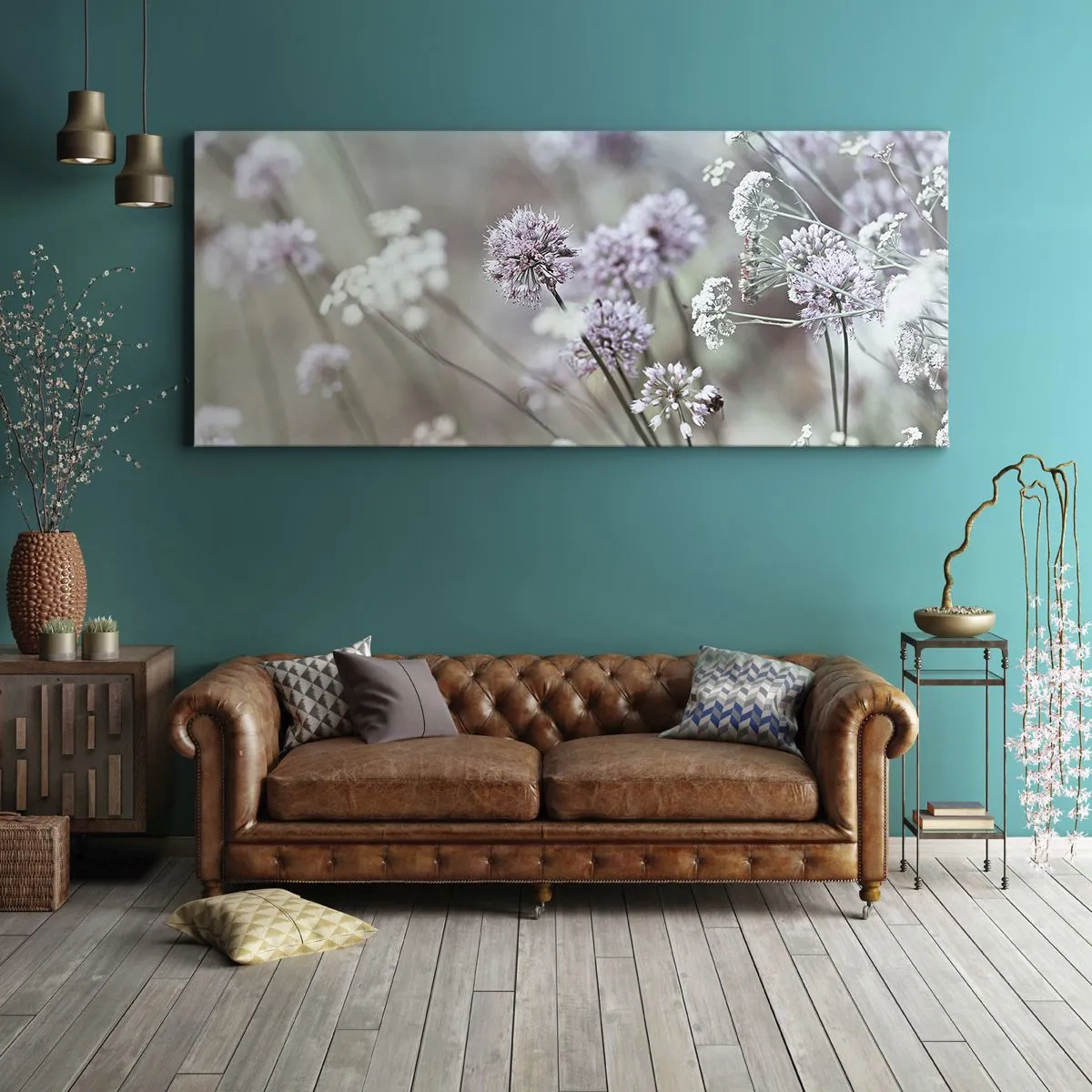 Impression sur toile - Image sur toile - Herbes douces en filigrane - 100x40 cm