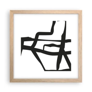 Affiche dans un chêne clair - Poster - Conception noir et blanc - 30x30 cm