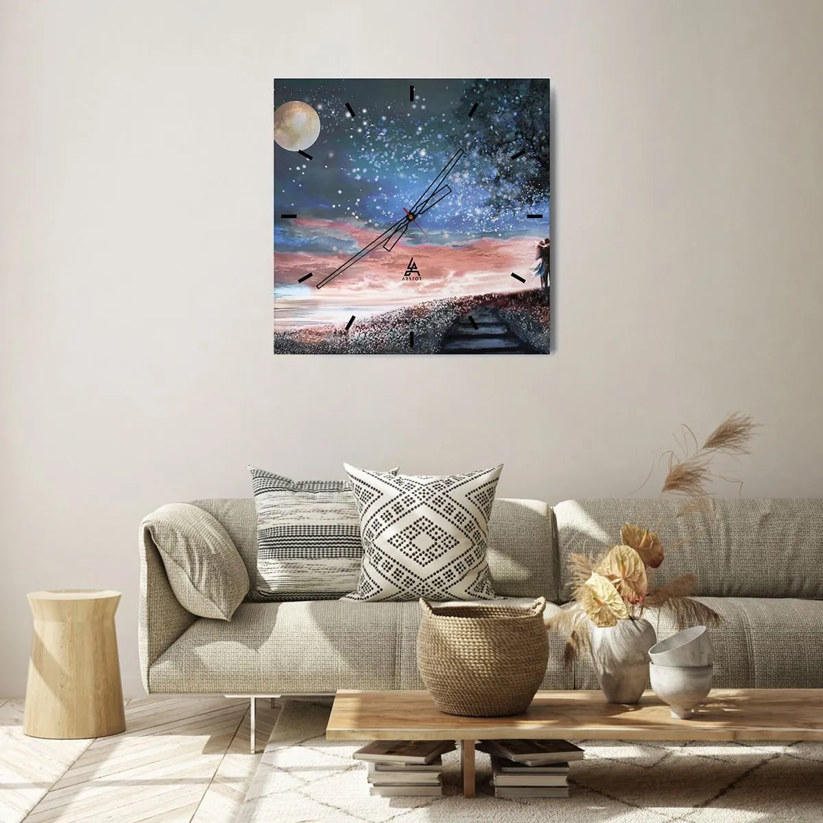 Horloge murale - Pendule murale - Spectacle étoilé - 30x30 cm