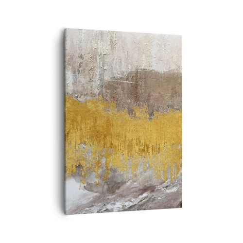 Impression sur toile - Image sur toile - Motif abstrait doré et beige - 50x70cm - Une explosion d'or - Décoration murale moderne pour le salon et la chambre ARTTOR