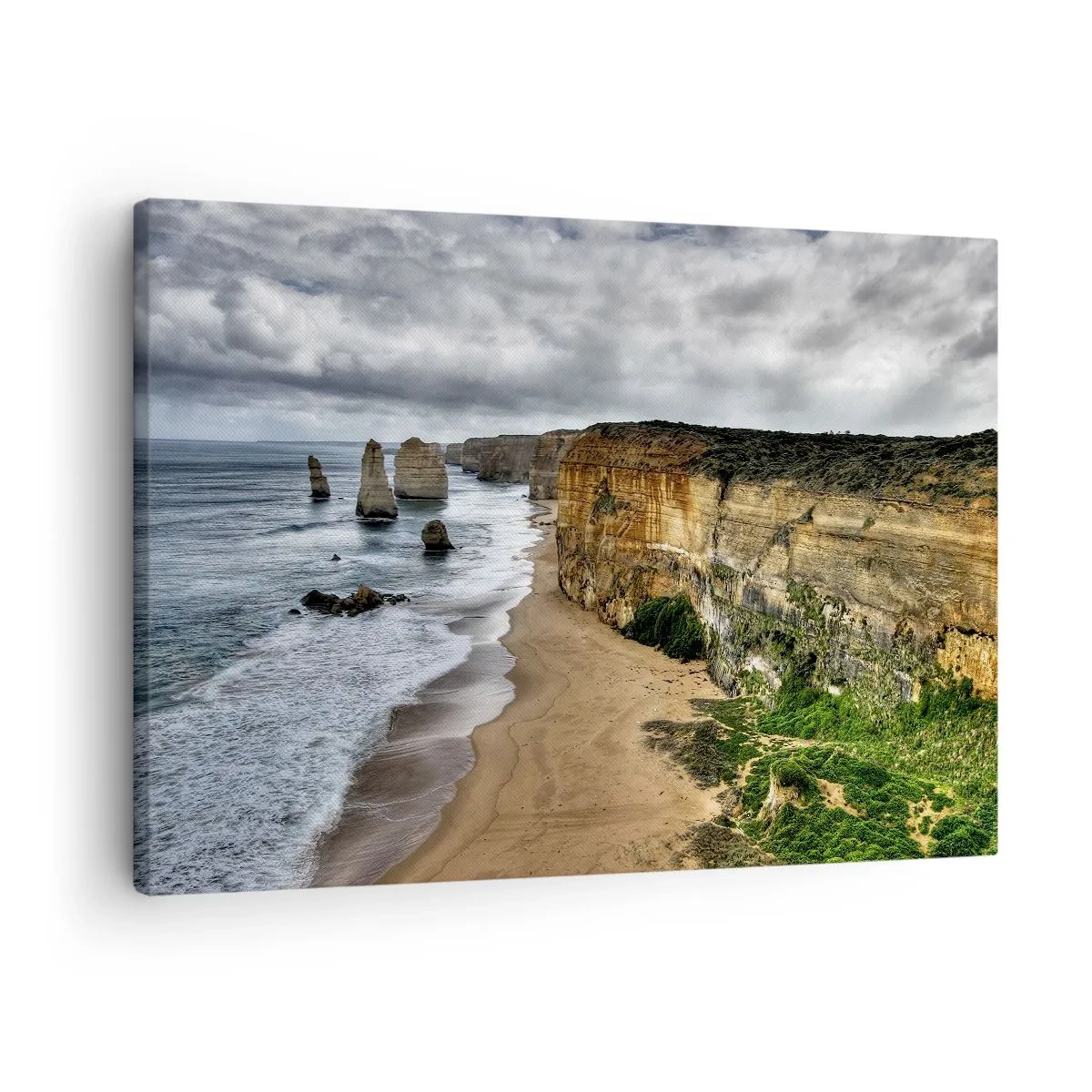 Impression sur toile - Image sur toile - Côte rocheuse avec plage et formations rocheuses - 70x50cm - Beauté brute - Décoration murale moderne pour le salon et la chambre ARTTOR