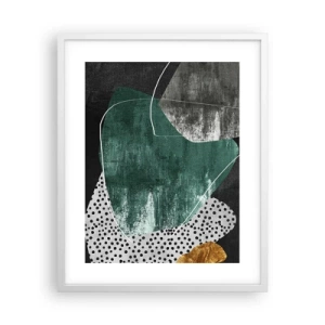 Affiche dans un cadre blanc - Poster - Abstraction colorée avec feuille d'or - 40x50 cm