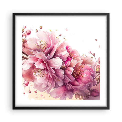 Affiche dans un cadre noir - Poster - Fleur florissante de cerisier - 50x50 cm