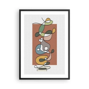 Affiche dans un cadre noir - Poster - Composition géométrique abstraite avec des lignes organiques - 50x70cm - Abstraction : danse colorée - Décoration murale moderne pour le salon et la chambre ARTTOR