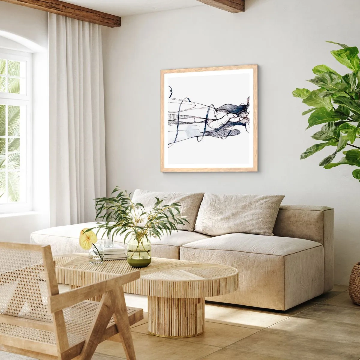 Affiche dans un chêne clair - Poster - Étude du touché - 60x60 cm