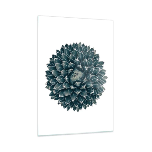 Impression sur verre - Image sur verre - Motif symétrique d'une plante succulente sur fond blanc - 50x70cm - Étoile du désert - Décoration murale moderne pour le salon et la chambre ARTTOR