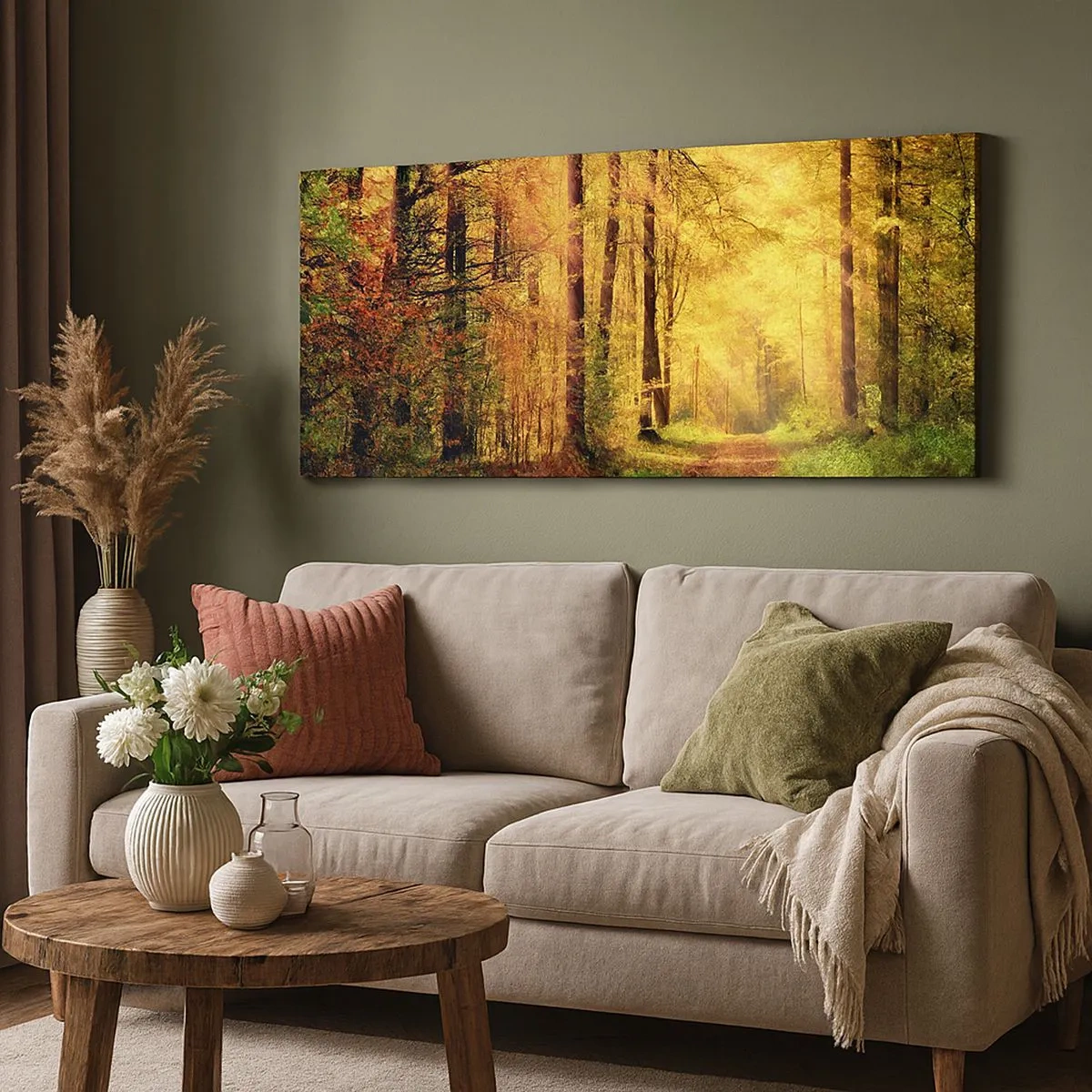 Impression sur toile - Image sur toile - Silence d'or en forêt - 100x40 cm