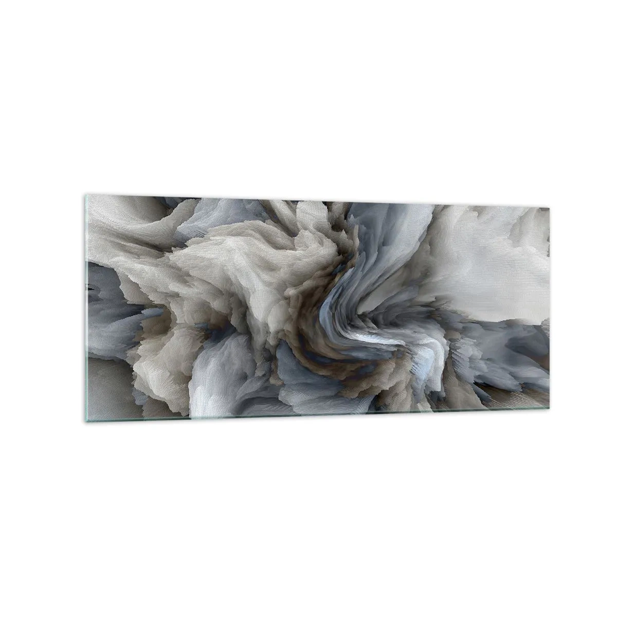 Impression sur verre - Image sur verre - Tourbillon abstrait dans les tons de gris et de bleu - 120x50cm - Pierre et fleur - Décoration murale moderne pour le salon et la chambre ARTTOR