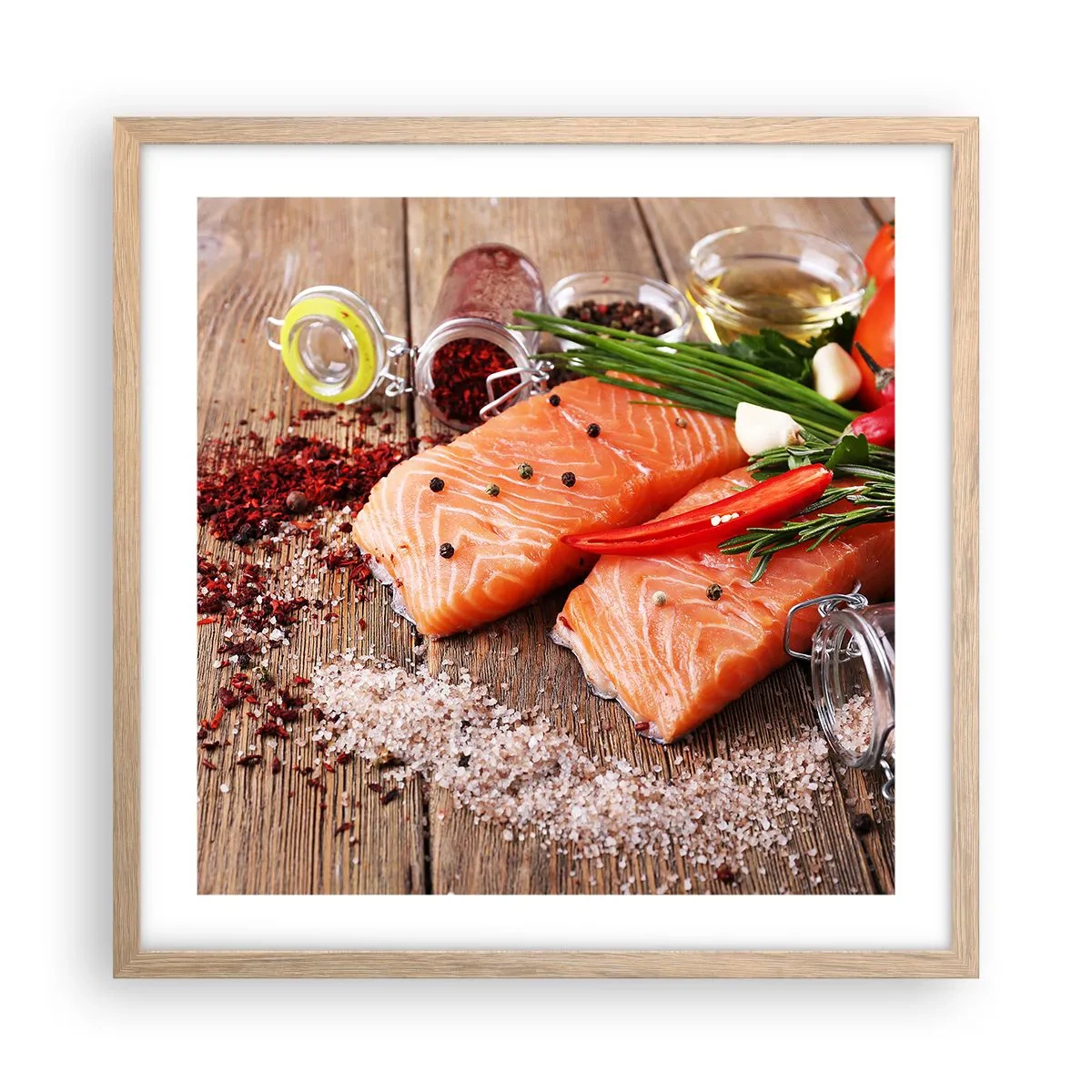 Affiche dans un chêne clair - Poster - Aventure norvégienne dans la cuisine - 50x50 cm