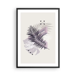 Affiche dans un cadre noir - Poster - Composition abstraite avec des feuilles et des formes géométriques - 50x70cm - L'ombre de l'obscurité - Décoration murale moderne pour le salon et la chambre ARTTOR