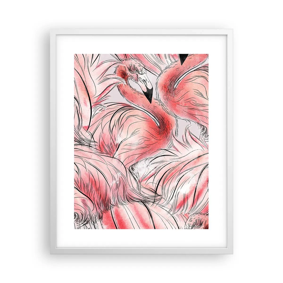 Affiche dans un cadre blanc - Poster - Oiseau corps de ballet - 40x50 cm