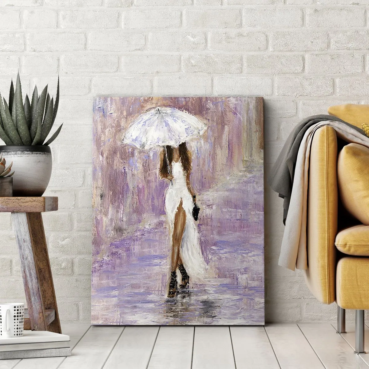 Impression sur toile - Image sur toile - Sous la pluie lilas - 65x120 cm