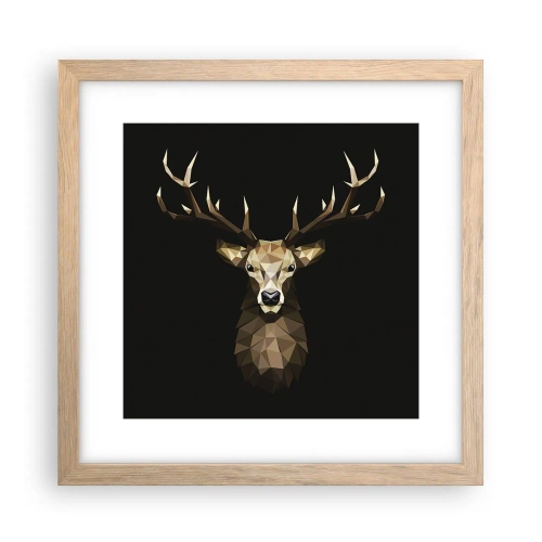 Affiche dans un chêne clair - Poster - Cerf cubique - 30x30 cm