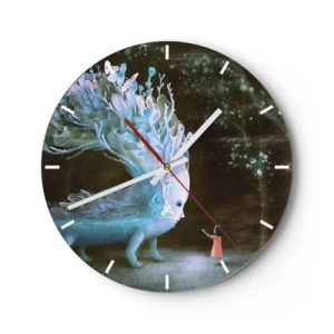 Horloge murale - Pendule murale - Une petite fille rencontre une créature magique dans la forêt. - 30x30cm - Une rencontre fantastique - Décoration murale moderne pour le salon, la cuisine et la chambre ARTTOR