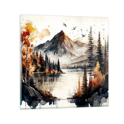 Impression sur verre - Image sur verre - Automne doré dans les montagnes - 70x70 cm