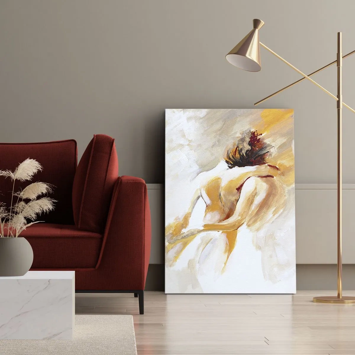 Impression sur toile - Image sur toile - Scène abstraite d'une étreinte romantique - 50x70cm - Proximité dans le ciel - Décoration murale moderne pour le salon et la chambre ARTTOR