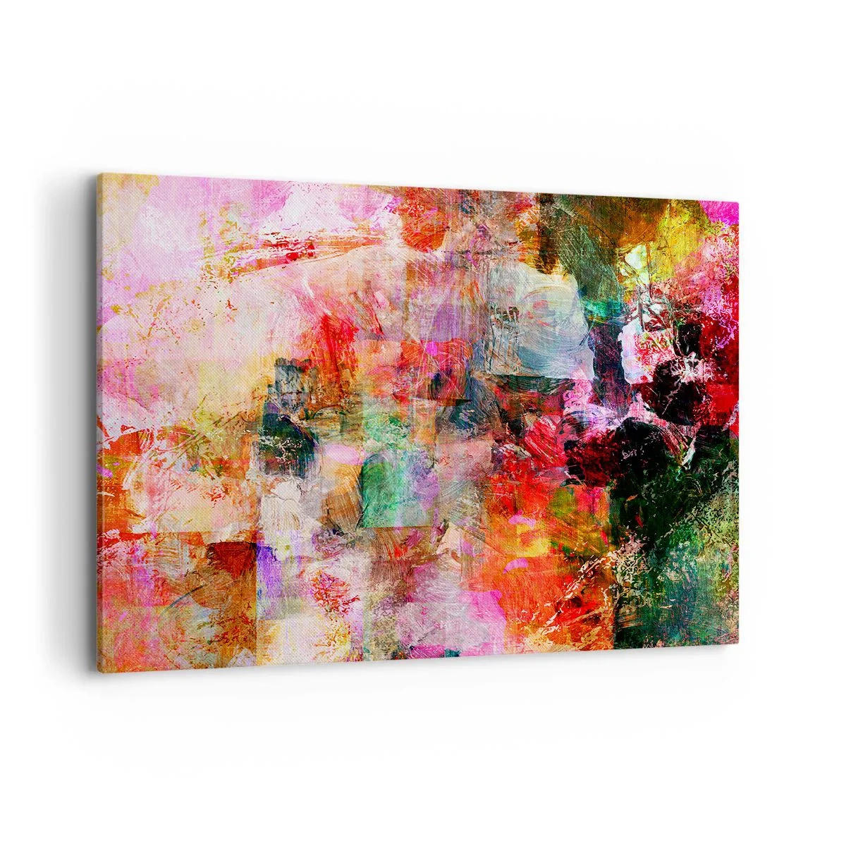 Impression sur toile - Image sur toile - Une composition abstraite aux tons dominants rose et rouge. - 120x80cm - Un voyage à travers les roses - Décoration murale moderne pour le salon et la chambre ARTTOR