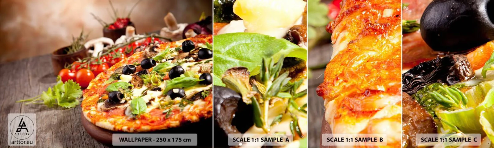 Échantillon De Papier Peint Standard Eco - Des ingrédients telluriques - La gastronomie, Pizza, Italie - 100x30 cm