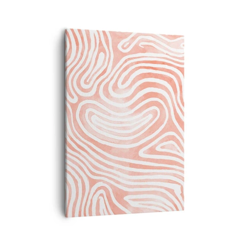 Impression sur toile - Image sur toile - Motif abstrait dans les tons de rose et de blanc - 50x70cm - Dans le labyrinthe de corail - Décoration murale moderne pour le salon et la chambre ARTTOR