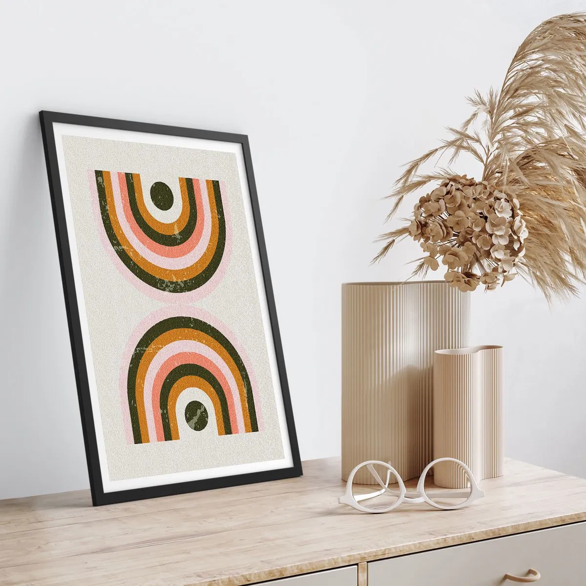 Affiche dans un cadre noir - Poster - Abstraction jumelle - 50x70 cm