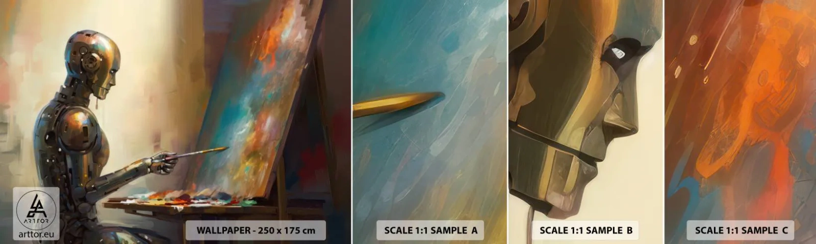 Échantillon De Papier Peint Standard Eco - L'art du futur - Peinture, Robot, Brosse - 100x30 cm