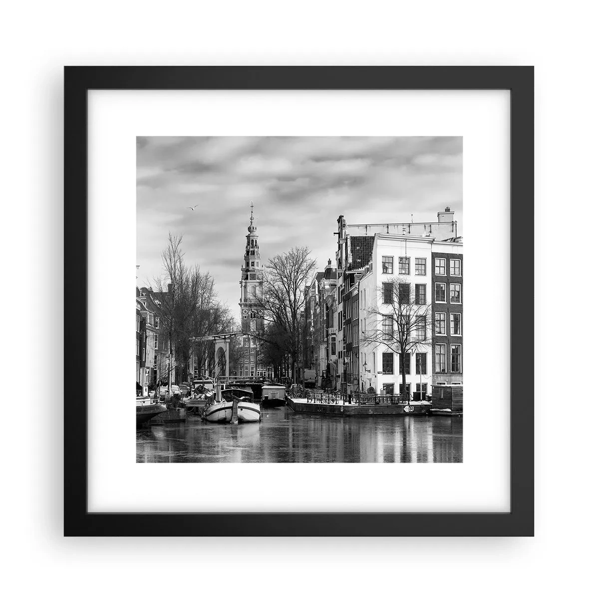 Affiche dans un cadre noir - Poster - Climat d'Amsterdam - 30x30 cm
