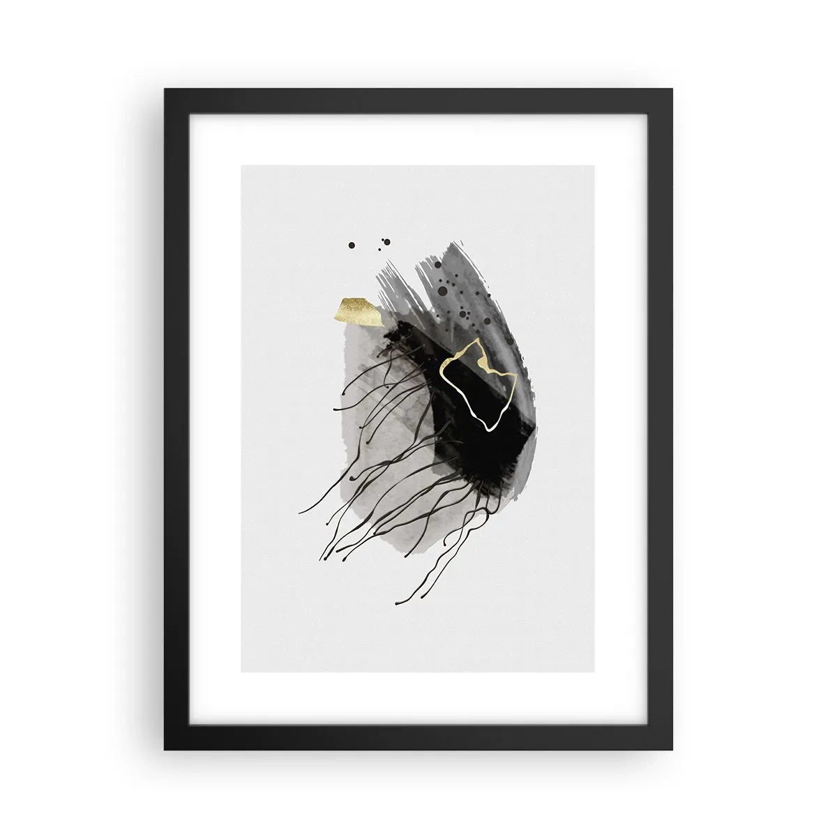 Affiche dans un cadre noir - Poster - En noir et en or - 30x40 cm