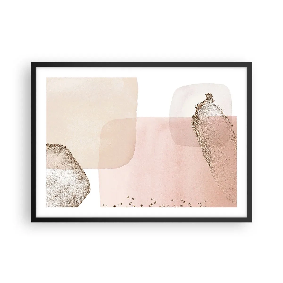 Affiche dans un cadre noir - Poster - Taches pastel avec éléments dorés - 70x50cm - Regard à travers la couleur - Décoration murale moderne pour le salon et la chambre ARTTOR