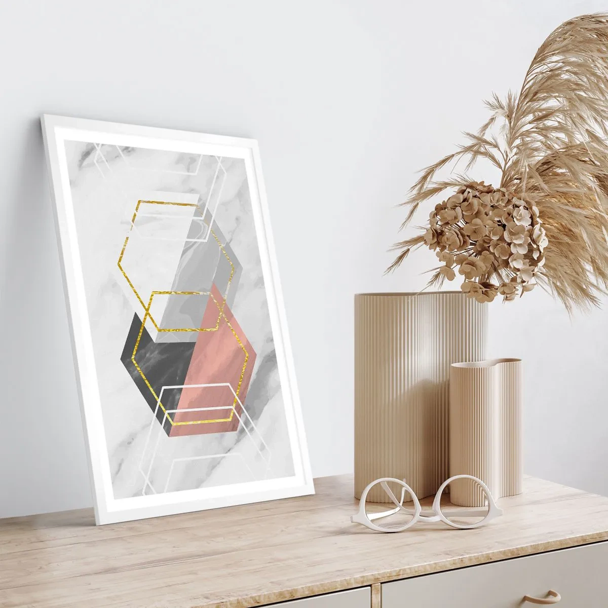 Affiche dans un cadre blanc - Poster - Composition en chaîne - 30x40 cm