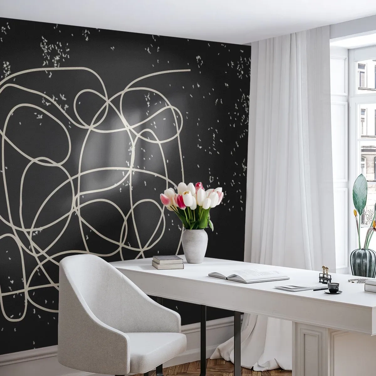 Papier peint sur mesure Standard Eco - Errance des pensées - Abstraction, Graphique, Morceau