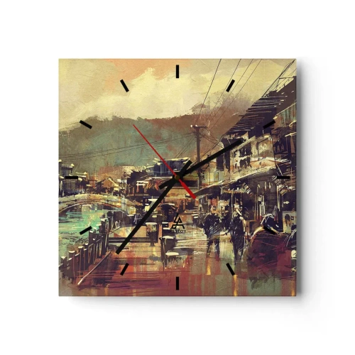 Horloge murale - Pendule murale - Une ville avec un pont et des rues au style artistique - 30x30cm - La vie comme une richesse de gris - Décoration murale moderne pour le salon et la chambre ARTTOR