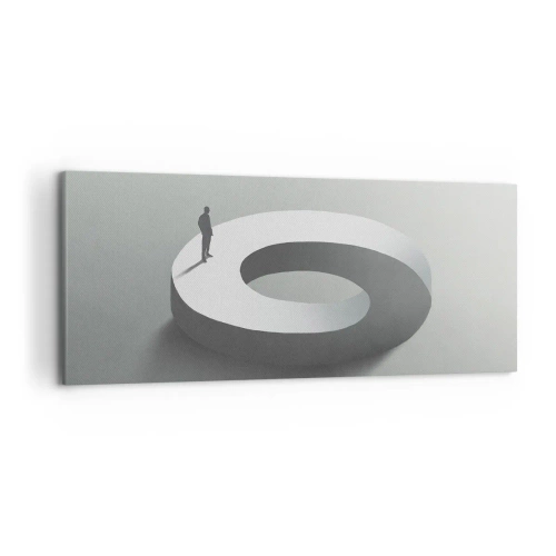 Impression sur toile - Image sur toile - Un homme sur une structure grise et abstraite - 120x50cm - Et sois intelligent ici - Décoration murale moderne pour le salon et la chambre ARTTOR