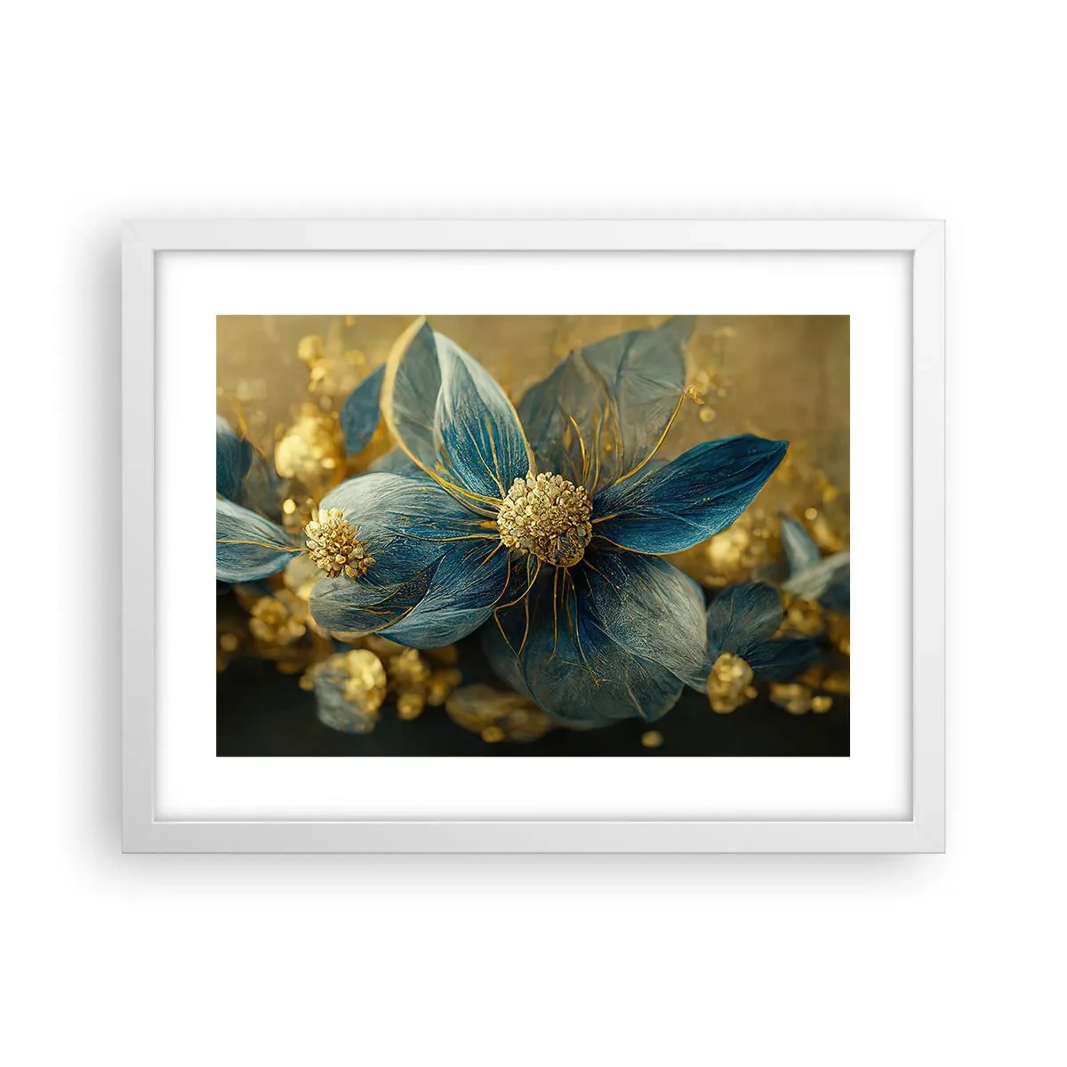 Affiche dans un cadre blanc - Poster - Fleurir avec de l'or - 40x30 cm