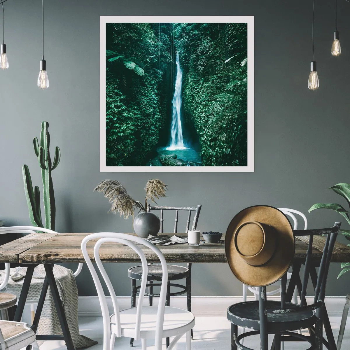 Affiche - Poster - Fontaine tropicale - 60x60 cm