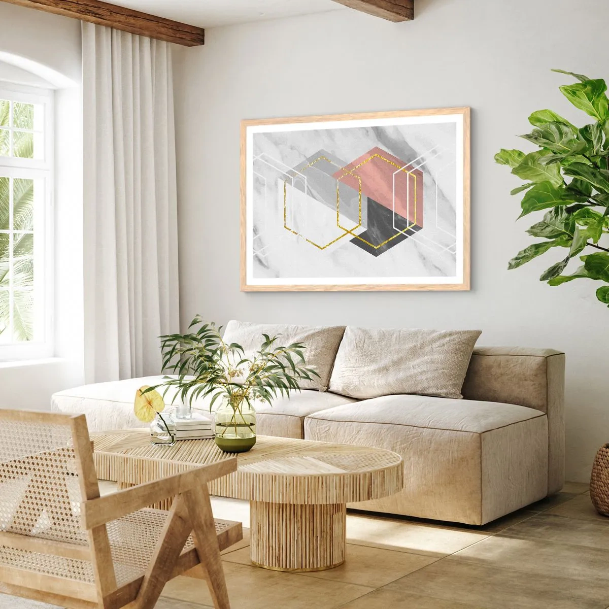 Affiche dans un chêne clair - Poster - Composition en chaîne - 50x40 cm