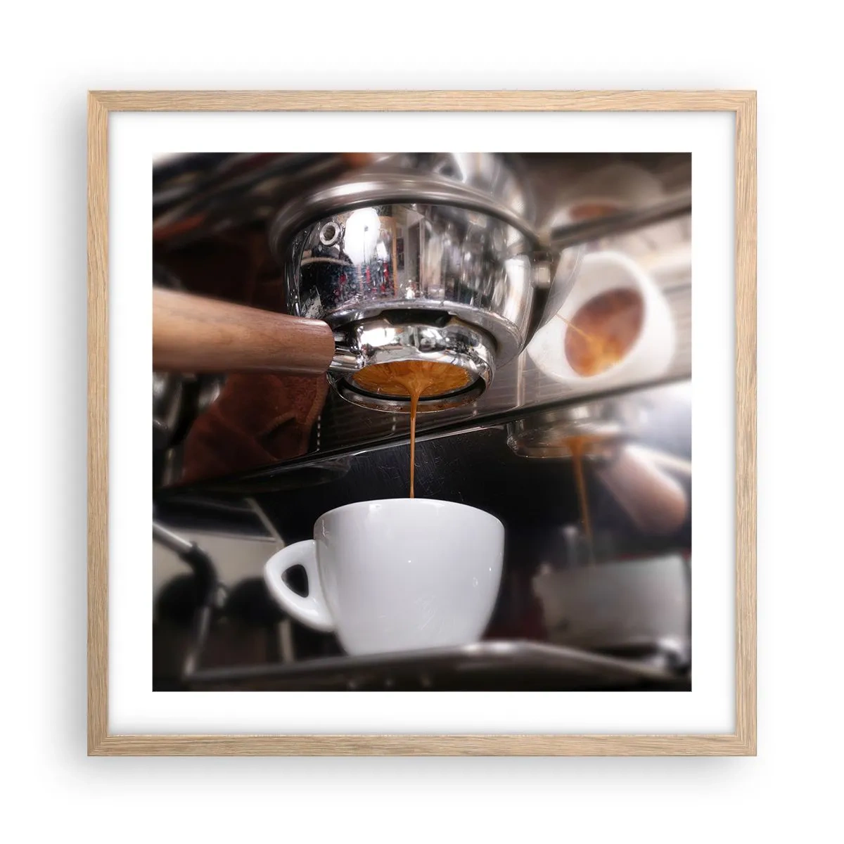 Affiche dans un chêne clair - Poster - Bon moment de la journée - 50x50 cm