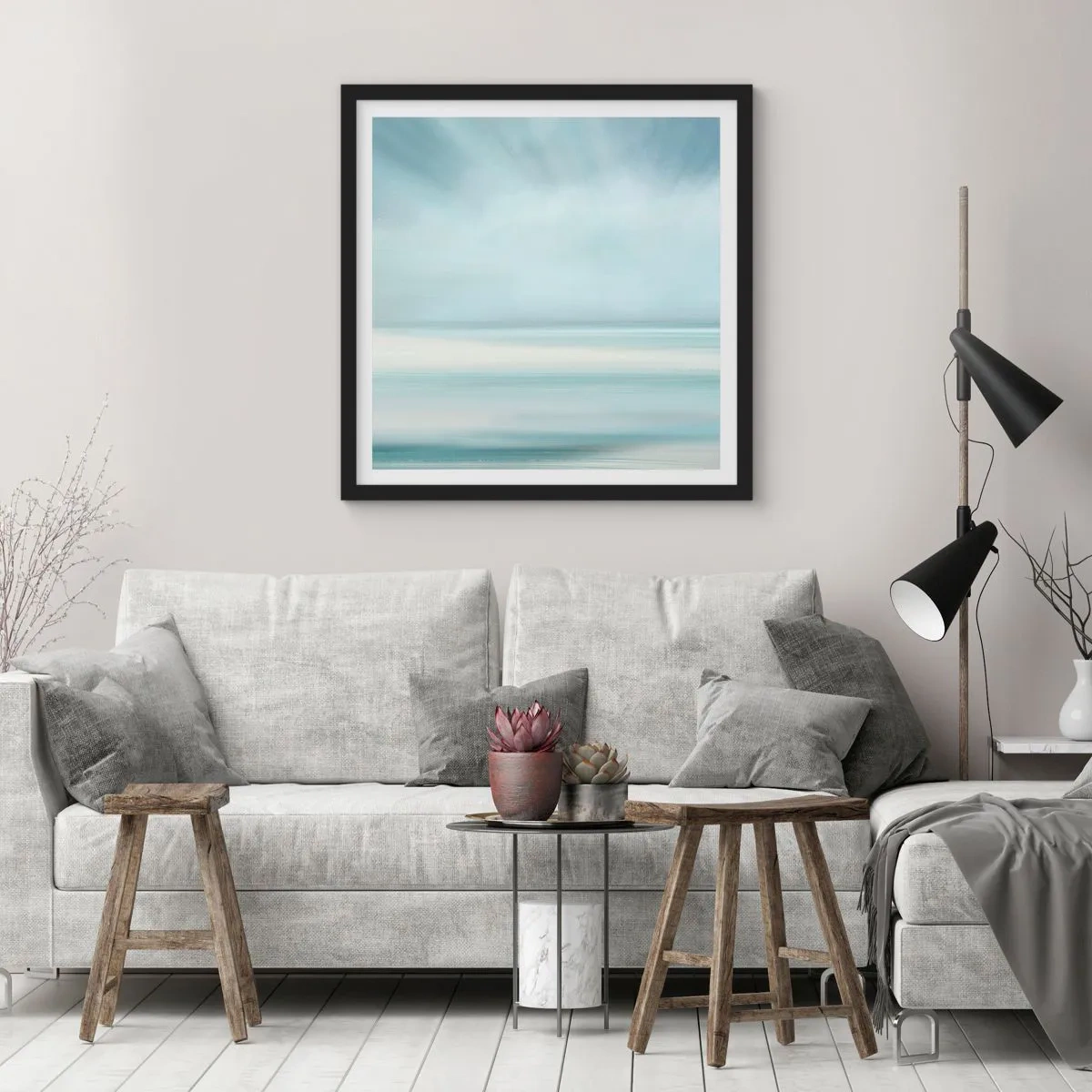 Affiche dans un cadre noir - Poster - Paix à l'horizon - 40x40 cm