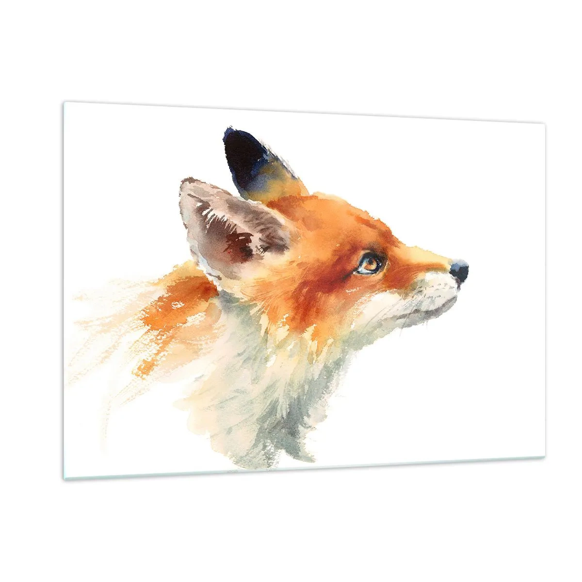 Impression sur verre - Image sur verre - Illustration à l'aquarelle d'un renard regardant au loin - 120x80cm - Vous ne pouvez jamais être trop prudent - Décoration murale moderne pour le salon et la chambre ARTTOR