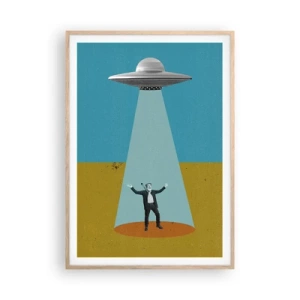 Affiche dans un chêne clair - Poster - Rencontre proche - 70x100 cm