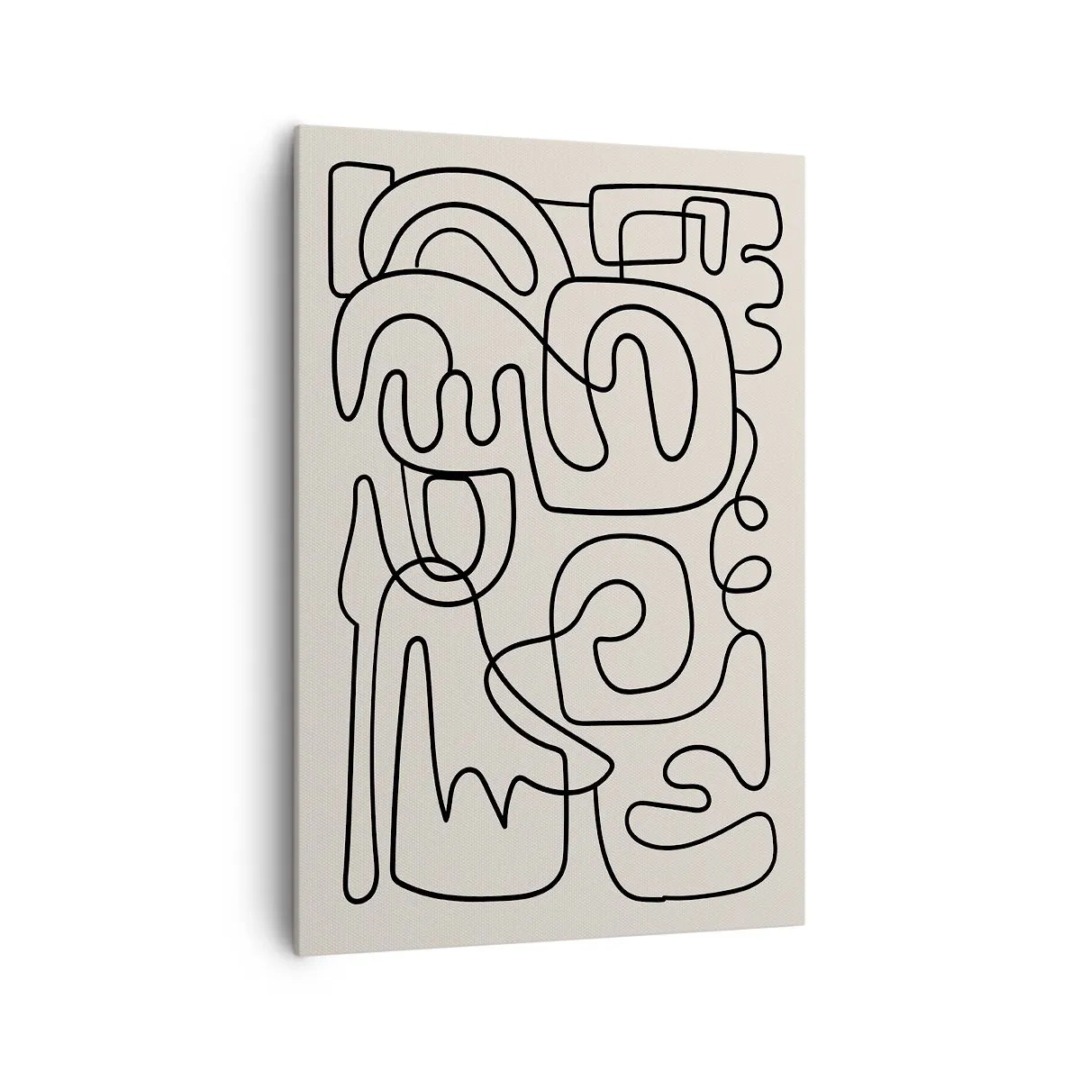 Impression sur toile - Image sur toile - Motif d'art linéaire abstrait en noir sur fond clair - 70x100cm - Suivez les indices - Décoration murale moderne pour le salon et la chambre ARTTOR