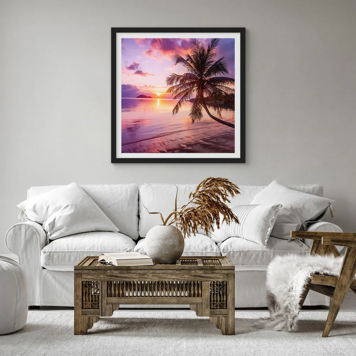 Affiche dans un cadre noir - Poster - Le bonheur à l'horizon - 30x30 cm