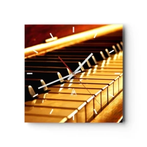 Horloge murale - Pendule murale - Clavier de piano sous un éclairage doré - 30x30cm - Des possibilités infinies - Décoration murale moderne pour le salon et la chambre ARTTOR
