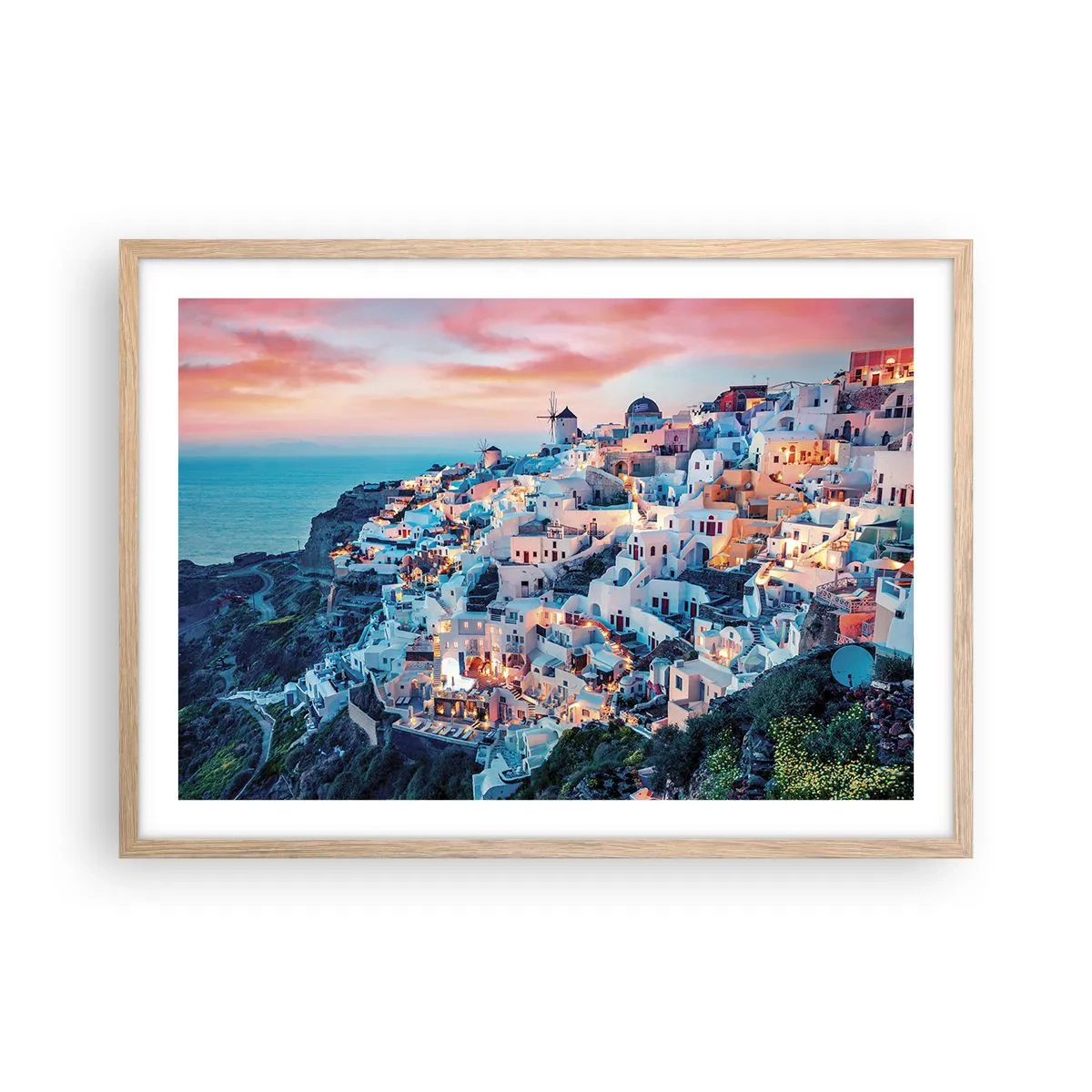 Affiche dans un chêne clair - Poster - Vos grandes vacances en Grèce - 70x50 cm