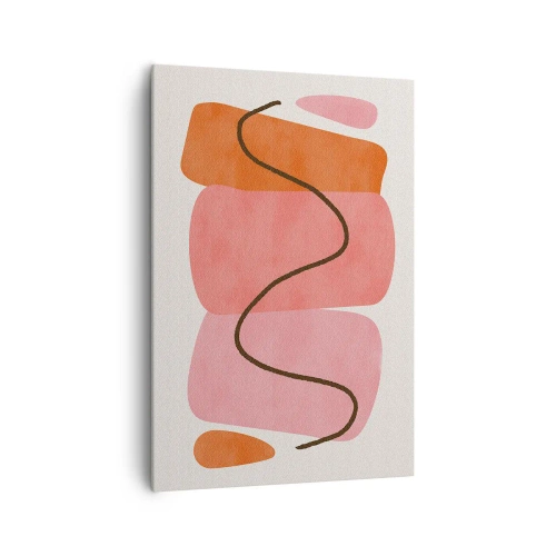 Impression sur toile - Image sur toile - Formes abstraites dans des tons roses et oranges - 70x100cm - mouvement doux des formes - Décoration murale moderne pour le salon et la chambre ARTTOR