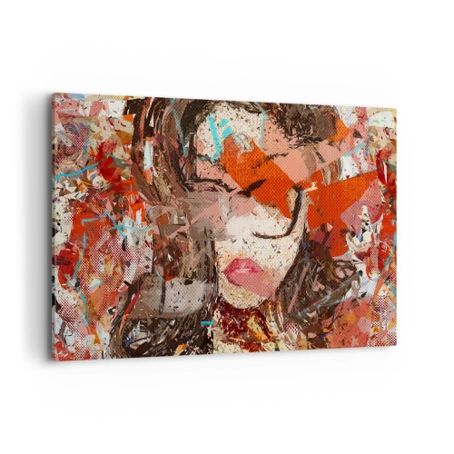 Impression sur toile - Image sur toile - Portrait abstrait d'une femme aux couleurs intenses - 100x70cm - Personne ne sait ce que tu es vraiment - Décoration murale moderne pour le salon et la chambre ARTTOR