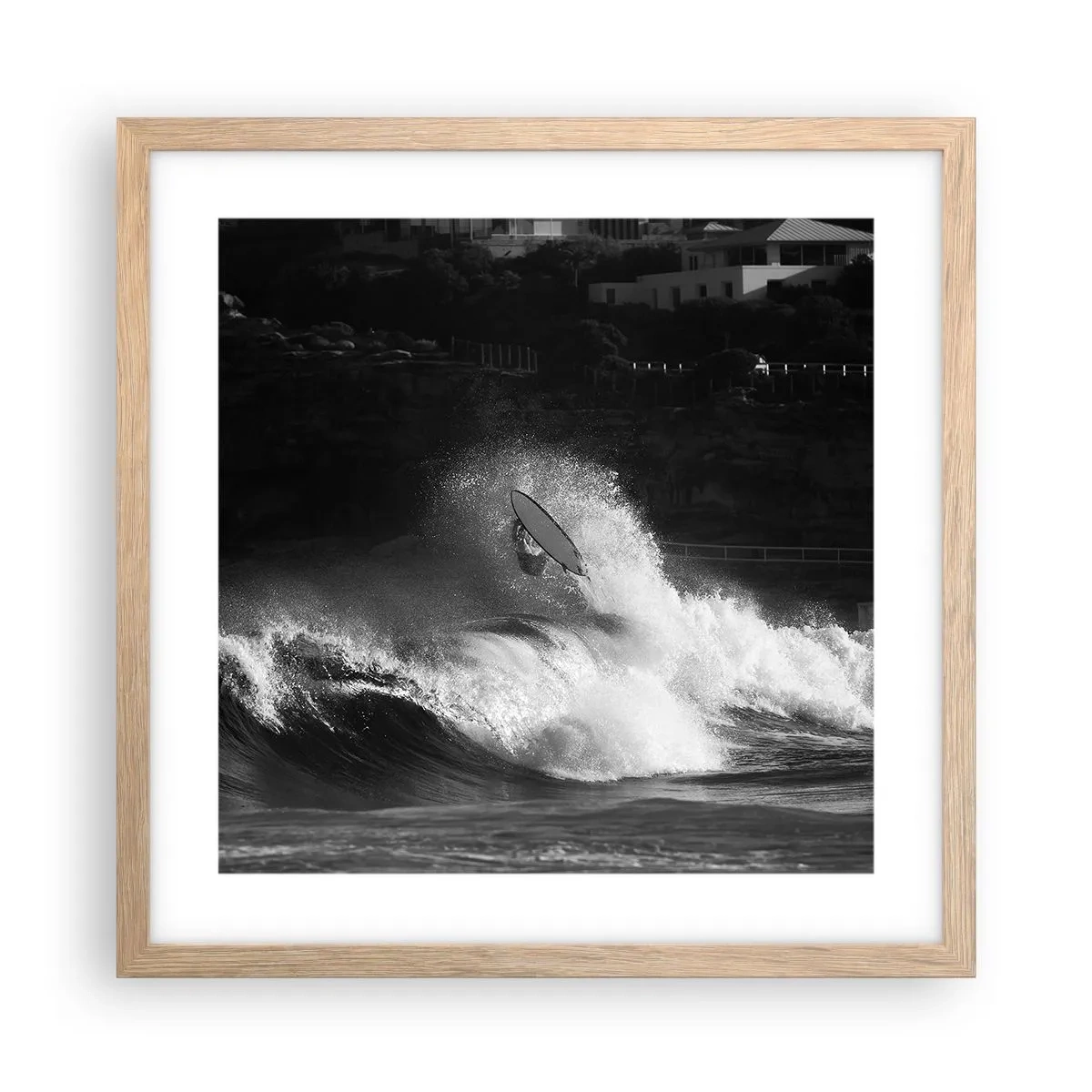 Affiche dans un chêne clair - Poster - Défi accepté! - 40x40 cm